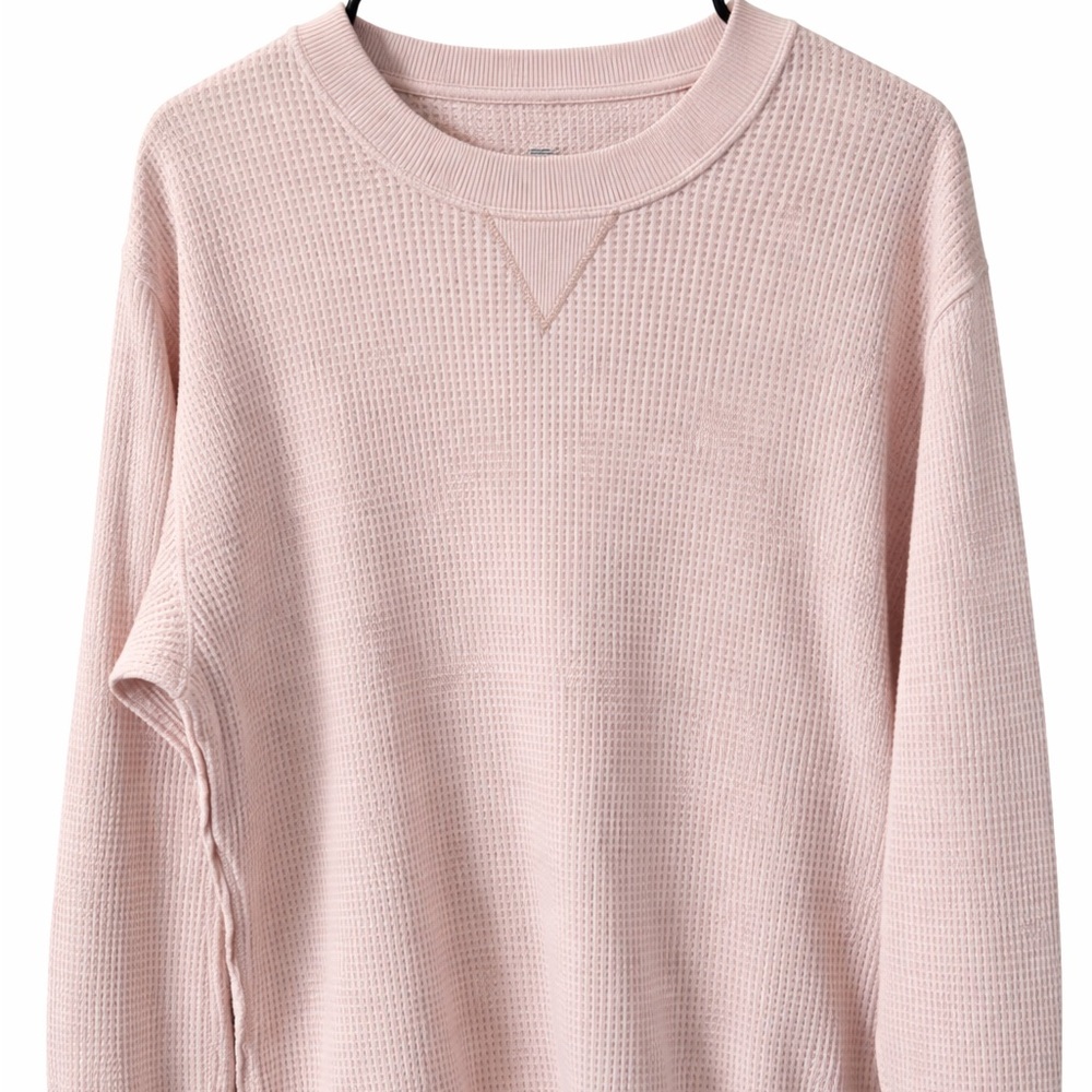 Aerie Waffle-Knit Crewneck Sweater - Light Pink